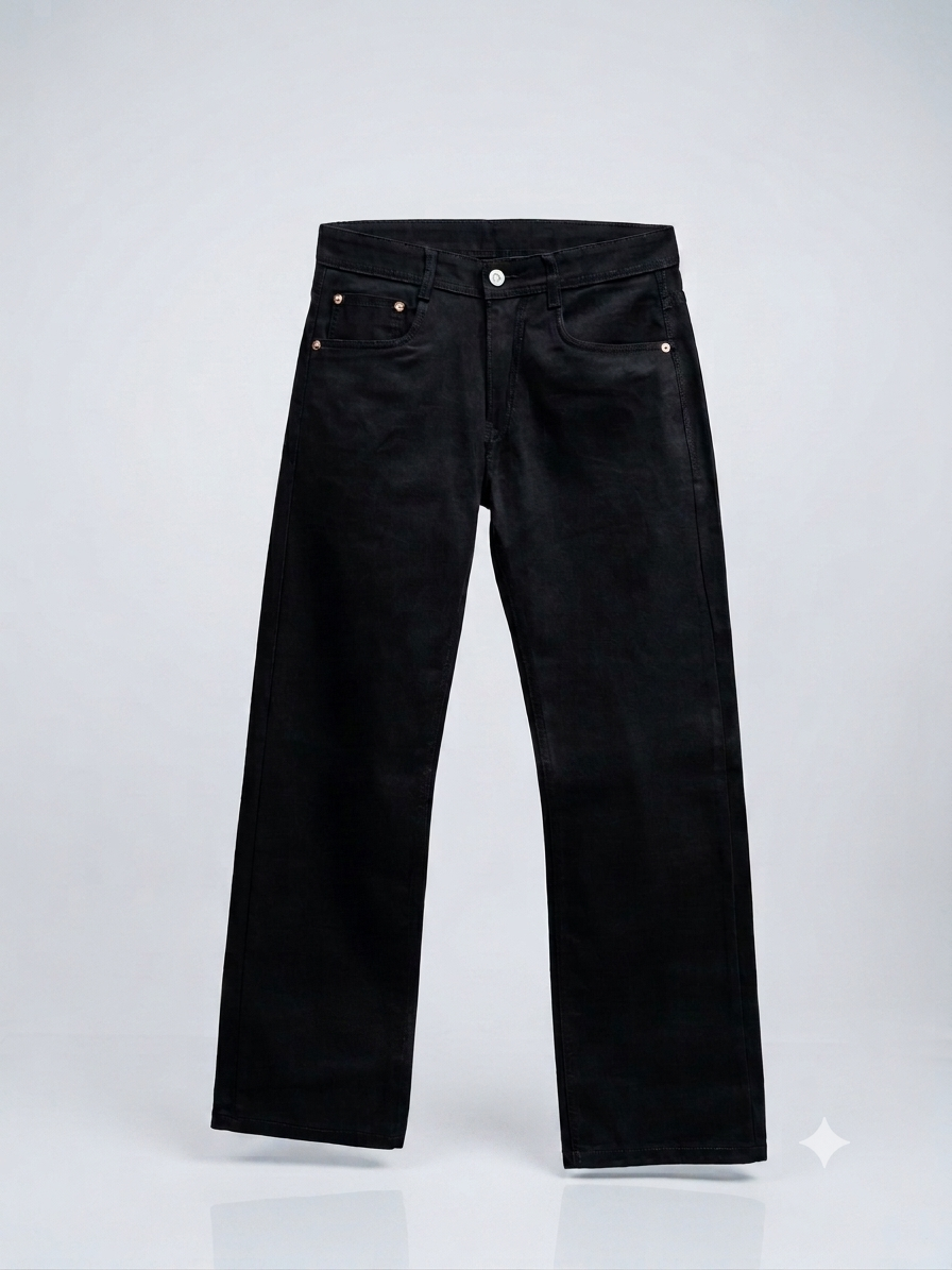 Premium Black straight fit denim for mens